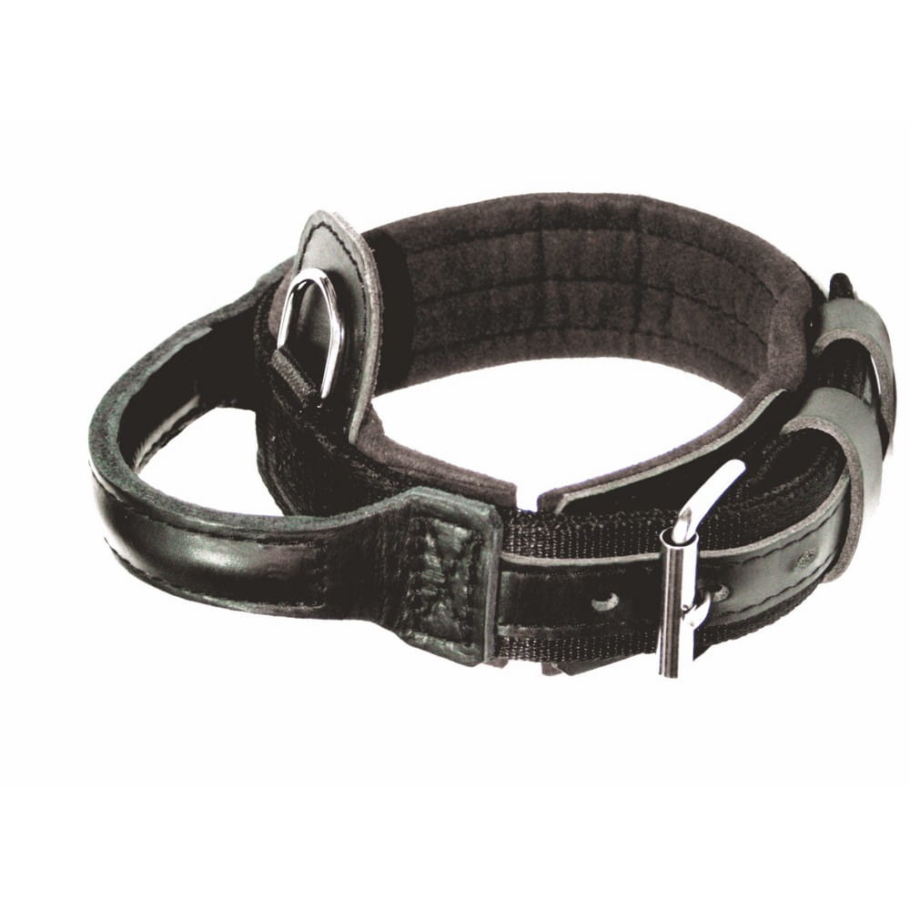 Dingo Gear – Zgardă din bandă cu mâner DRAGO, culoare neagră