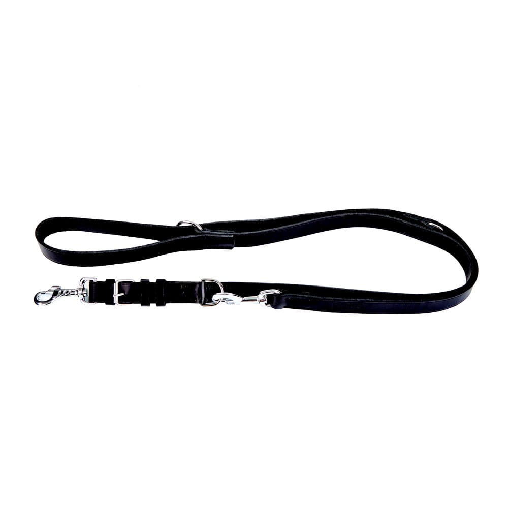 Dingo Gear – Lesă din piele extensibilă multifuncțională cu mâner – neagră