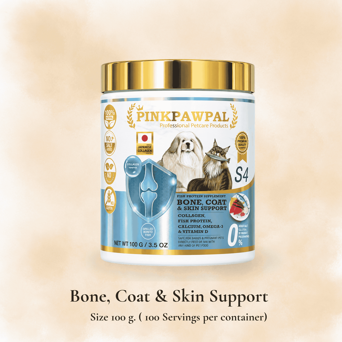 Bone Coat & Skin Support – Csontokat, szőrzetet és bőrt támogató táplálékkiegészítő macskák és kistestű kölyökkutyák számára