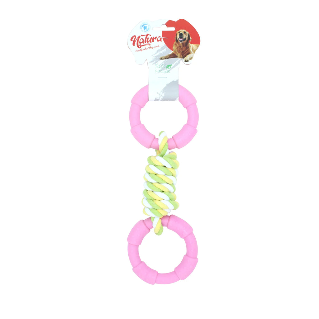 Kutya játék – Natura Dental Rope Dog Toy With Twin Plastic Ring PTH-042 (27 cm)