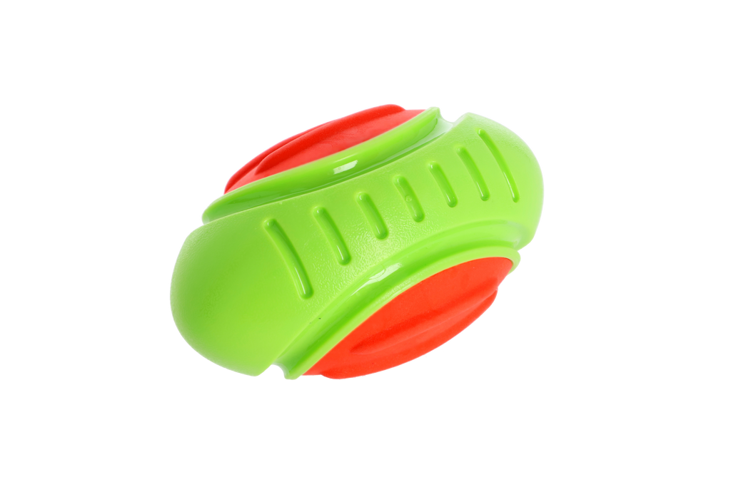Jucărie pentru câini minge rugby dentară din cauciuc TPR 17 cm